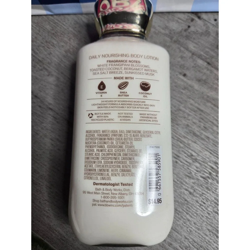 Bath & Body Works At The Beach Daily Nourishing Body Lotion 8oz Coconut Shea Oil